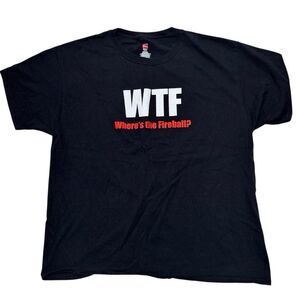 WTF Where's The Fireball Double Sided Print Graphic Tee Shirt Black XL